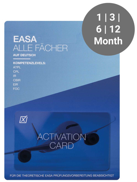 EASA Fragenkatalog Produktkarte 1, 3, 6 oder 12 Monate
